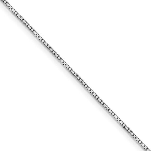 1.2mm 14k White Gold Polished Box Chain Necklace, 20 Inch - Picture 1 of 8